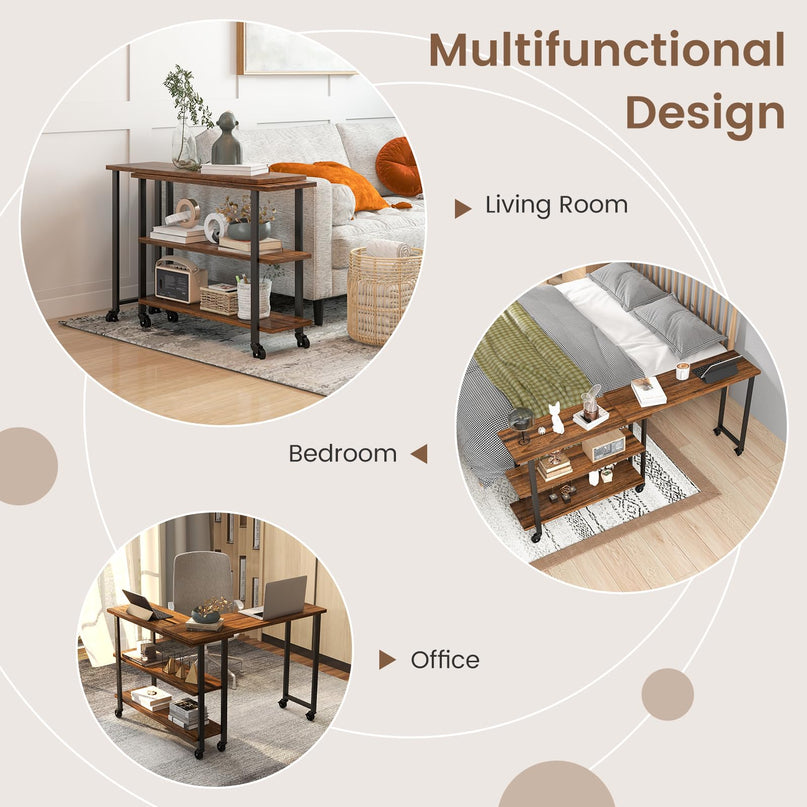 Giantex 360° Free Rotating Sofa Side Table