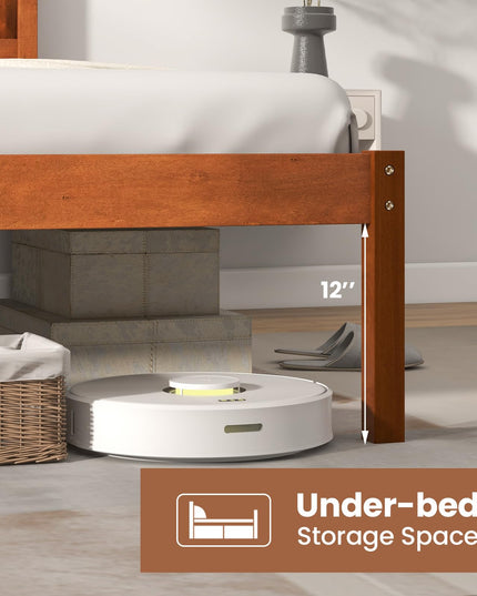 Giantex Wood Full Platform Bed with Headboard