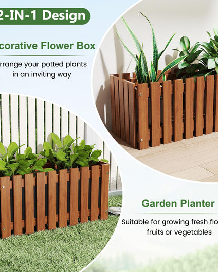 Giantex Slat Style Planter Box for Growing Vegetables Flowers Herbs