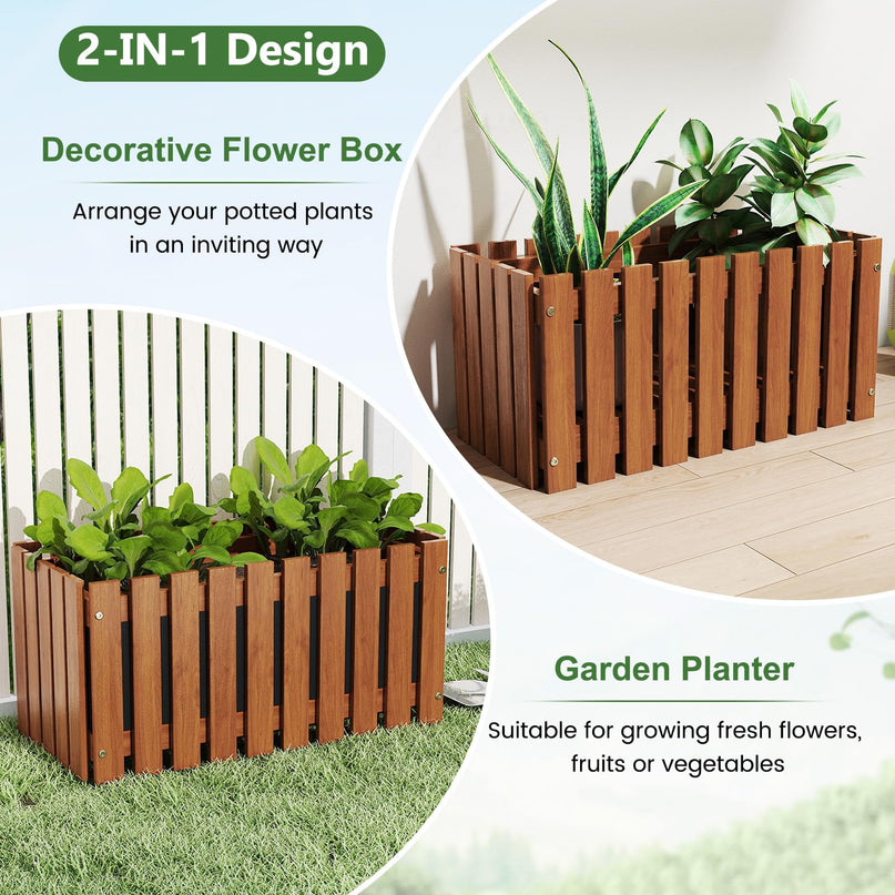 Giantex Slat Style Planter Box for Growing Vegetables Flowers Herbs