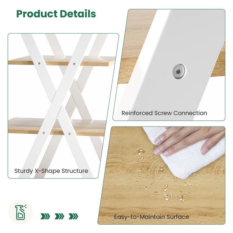 Giantex 4 Tier Bookshelf Storage Shelves Bookcase Ladder Shelf