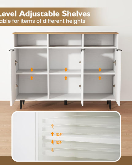 Giantex Sideboard Cabinet - 47” Buffet Cabinet with Storage Compartments, Countertop