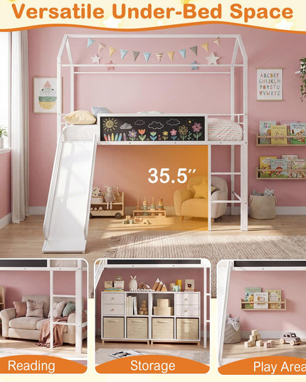Giantex Twin Size House Loft Bed Low Loft Bedframe