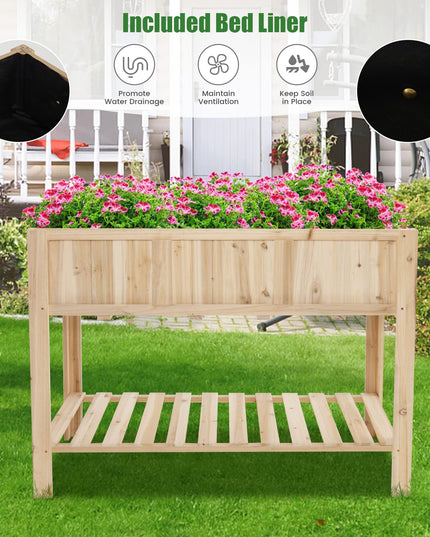 Giantex Raised Garden Bed, Wooden Planter, Black Liner