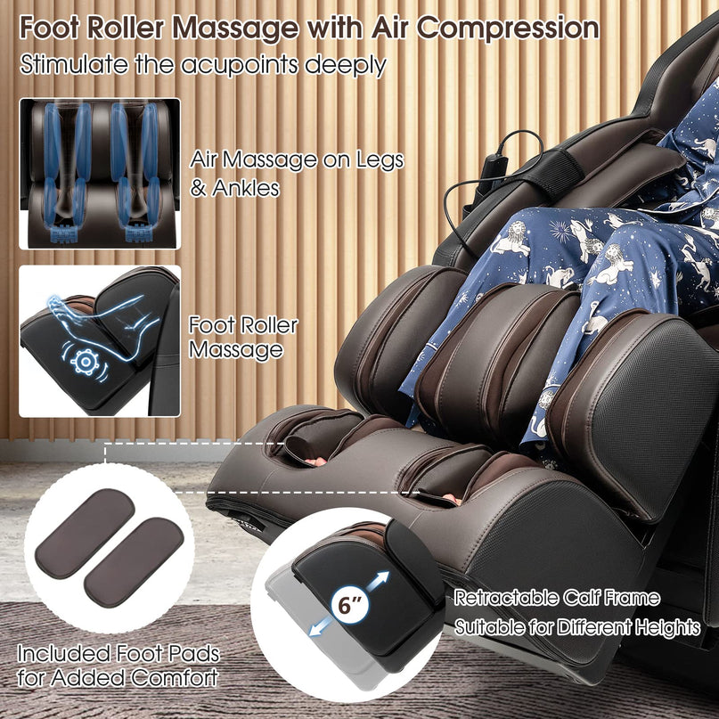 Giantex Massage Chair Full Body - Zero Gravity SL-Track Electric Massage Recliner with Voice Control, Blue-Tooth Speaker