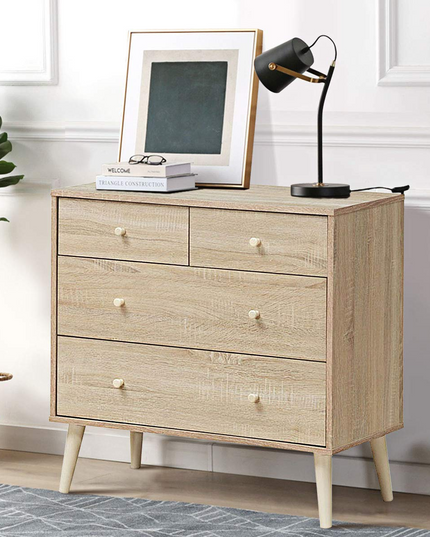 Giantex 4-Drawer Dresser, Free-Standing Chest Wood Legs and Sliding Rail