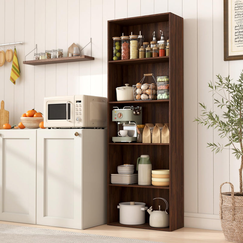 Giantex Tall Bookcase with 5 Open Compartments for Living Room