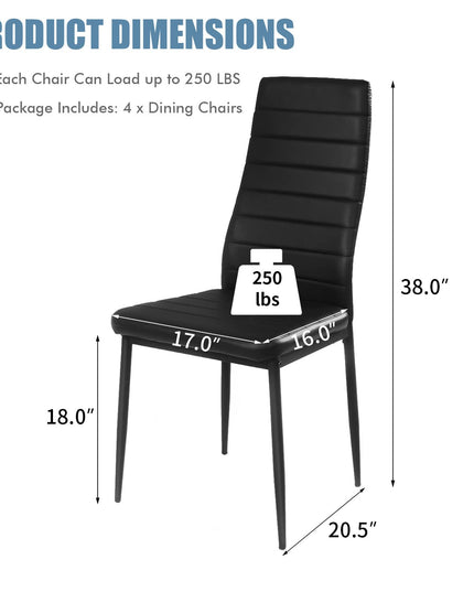 Giantex Set of 4 Dining Chairs, Upholstered Dining Side Chairs with Stain-Proof PVC Leather