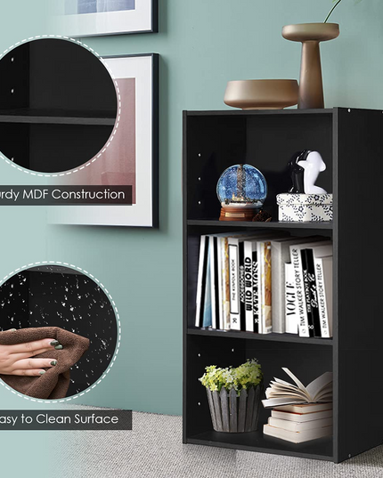 3 Shelf Bookcase Book Shelves Open Storage Cabinet