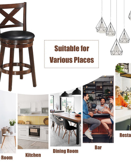 Counter Height Dining Chair, Fabric Upholstered 360 Degree Swivel, PVC Cushioned Seat, Perfect for Dining and Living Room