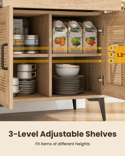 Giantex 45.5” Kitchen Pantry Cabinet, Buffet Sideboard w/Hutch, PVC Rattan Door