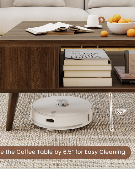 Table basse rectangulaire Giantex 42" avec 2 étagères de rangement et compartiment ouvert