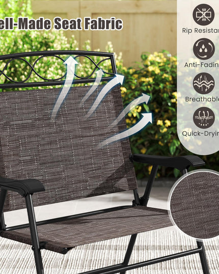 Giantex Set of 4 Patio Folding Chairs with Armrest and Metal Frame
