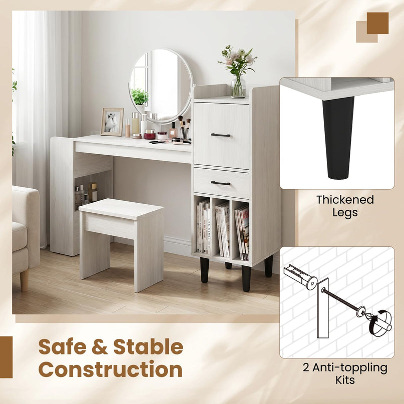 Giantex 59" Modern Computer Desk with Side Storage Shelves