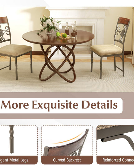 Giantex Upholstered Dining Chair Set, Vintage Metal Dining Chairs with Soft Padded Seat Cushion
