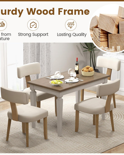 Giantex Upholstered Dining Chairs Set, Mid Century Modern Kitchen Chairs w/Curved Backrest & Rubber Wood Legs