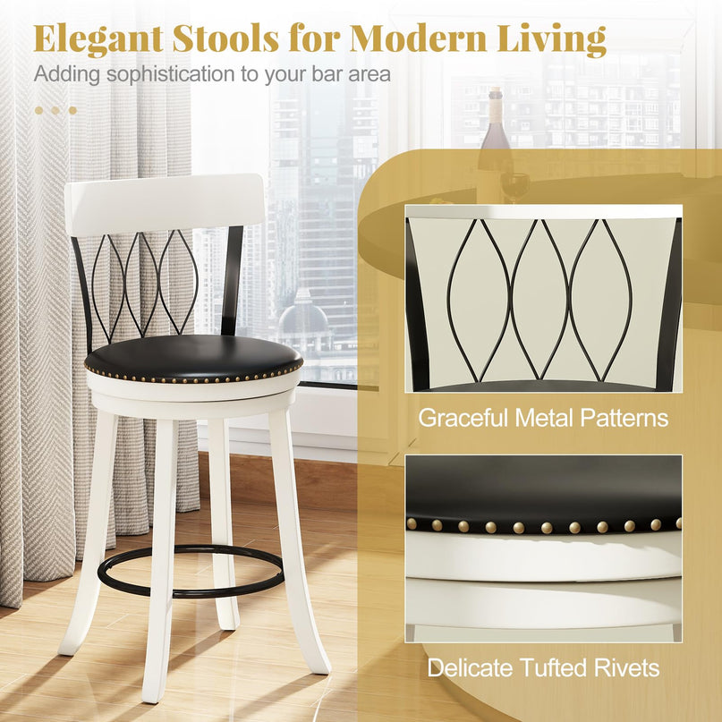 Giantex Bar Stools Set of 2/4 with Footrest for Kitchen Island & Pub