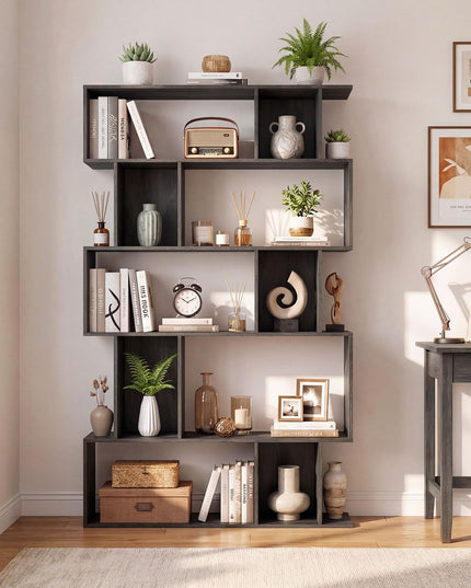 Giantex 5-Tier Bookshelf | 10-Cube Geometric Book Case with 5 Closed-Back Cubbies