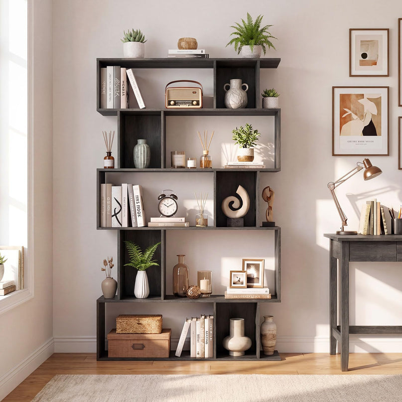 Giantex Bibliothèque à 5 niveaux | Étagère géométrique à 10 cubes avec 5 casiers à fond fermé