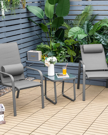 Giantex Stackable Patio Chairs with Adjustable Backrest Headrest, 3 Pieces
