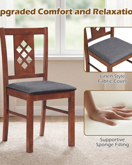 Giantex Wooden Dining Chairs Set of 2/4 with Elegant Diamond Back
