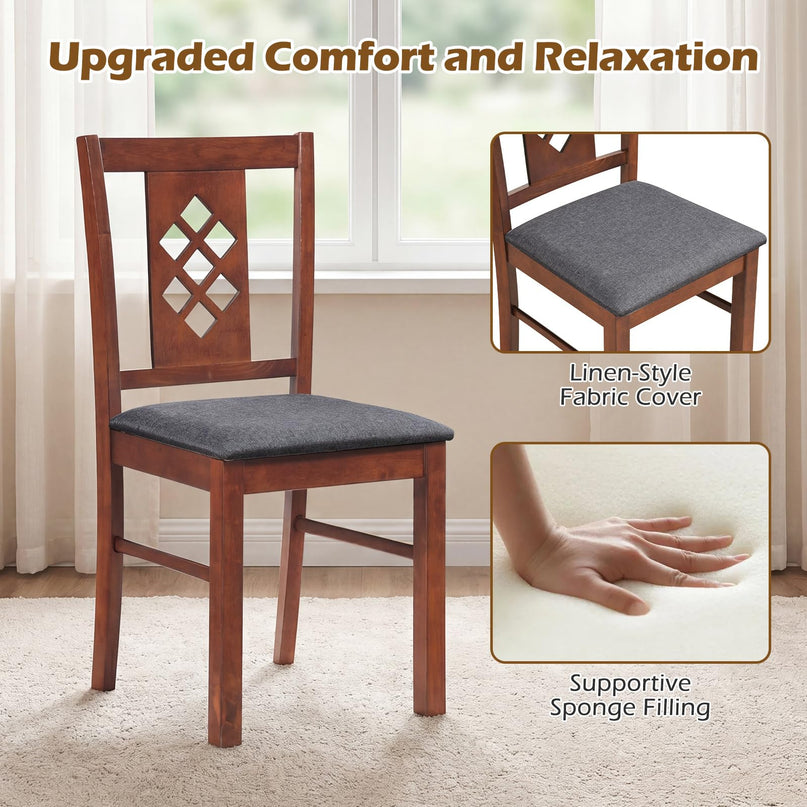 Giantex Wooden Dining Chairs Set of 2/4 with Elegant Diamond Back