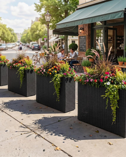 GIANTEX Wicker Raised Garden Bed Rattan Garden Planter Box