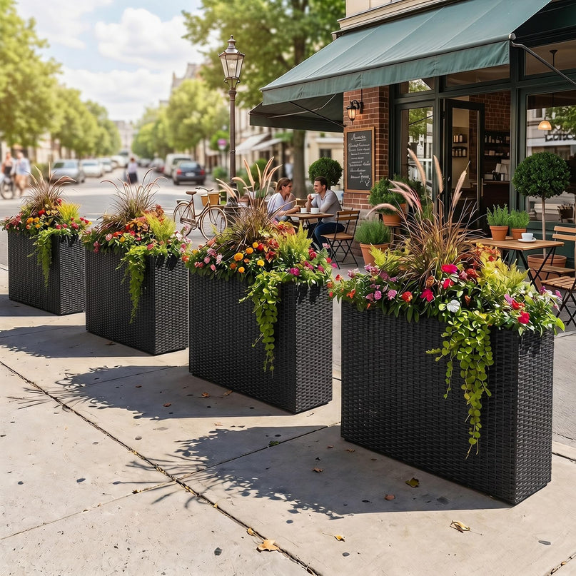 GIANTEX Wicker Raised Garden Bed Rattan Garden Planter Box