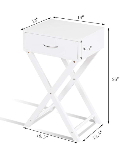 Giantex Nightstand with Drawer X-Shaped Design Sofa Side Table