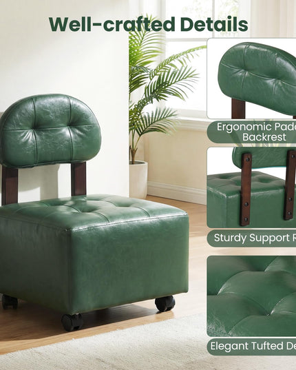 Giantex Small Modern Square Rolling Footrest Stools Set of 2