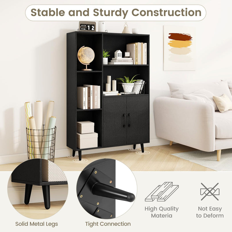 Giantex 47" Storage Cabinet | Bookcase with 2 Doors for Entryway Living Room Office