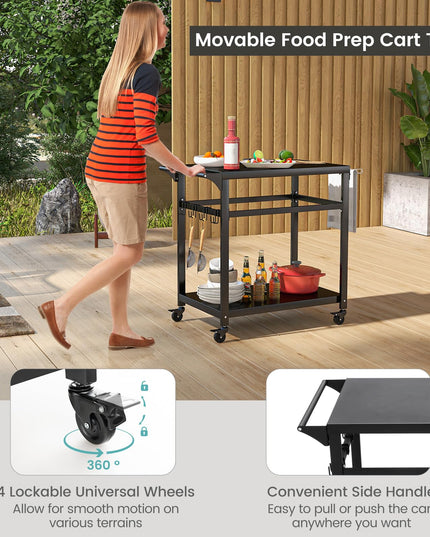 Giantex Outdoor Grill Cart - Pizza Oven Stand Table with Lockable Wheels