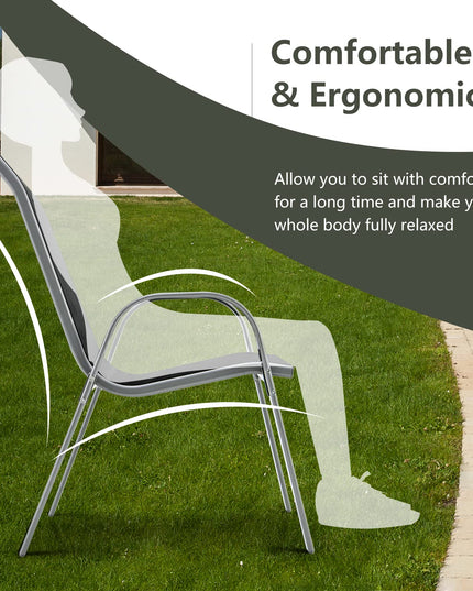 Giantex Set of 4 Patio Chairs, Stackable Outdoor Dining Chairs