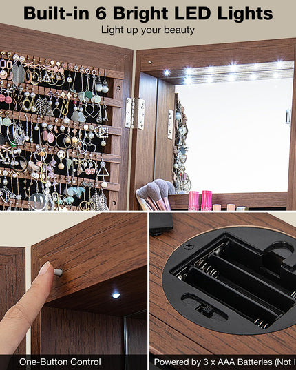 360° Swivel Jewelry Cabinet Armoire with 64.5" H Full Length Mirror - Giantex