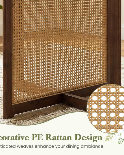 Giantex 37.5" Farmhouse Kitchen Table with Solid Rubberwood Pedestal & Rattan Base