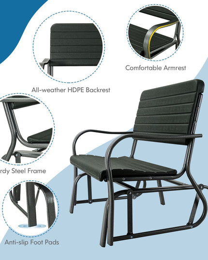 Swing Glider Chair Patio Steel Porch Chair Loveseat Bench for 2 Person
