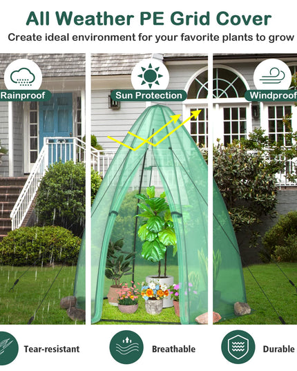 Giantex Portable Walk-in Greenhouse - 5.5’x5.5’x6’ PE Cover, Roll-up Zippered Door, Window