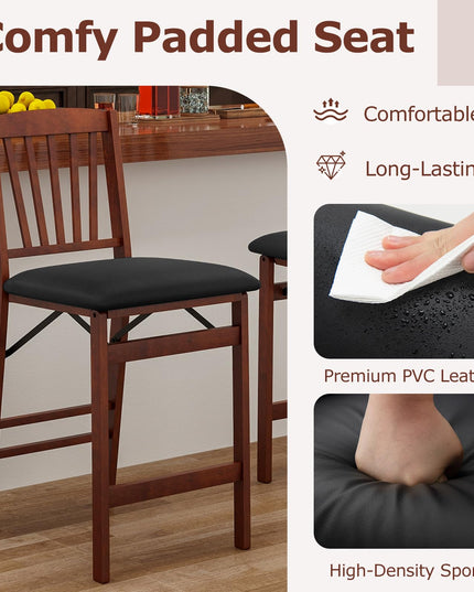 Giantex Folding Bar Stools Set, 24.5" Counter Height Bar Dining Chairs with Back