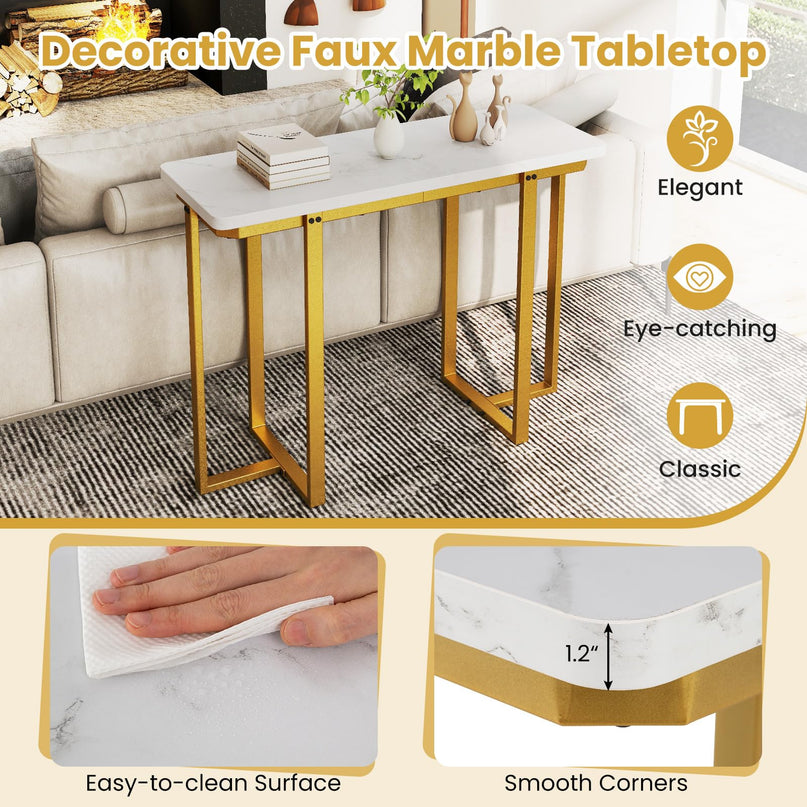 Giantex 42" Console Table Modern Faux Marble Entryway Table