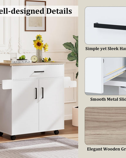 Giantex 41.5" W Rolling Kitchen Island with Storage