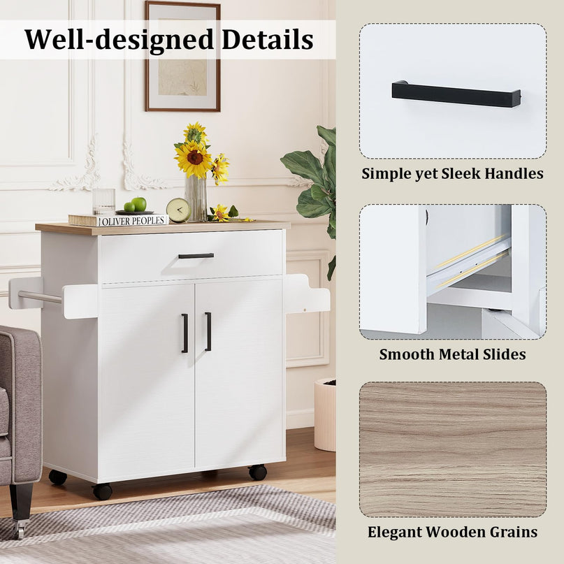 Îlot de cuisine roulant Giantex 41,5" de large avec rangement