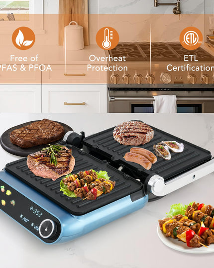 Giantex Panini Press Sandwich Maker, Electric Indoor Grill with 2 Removable & Dishwasher Safe Non-Stick Plates