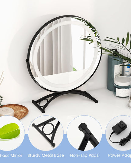 CHARMAID LED Makeup Mirror, 16 inch Lighted Vanity Mirror with Lights, 3 Color Lighting Modes