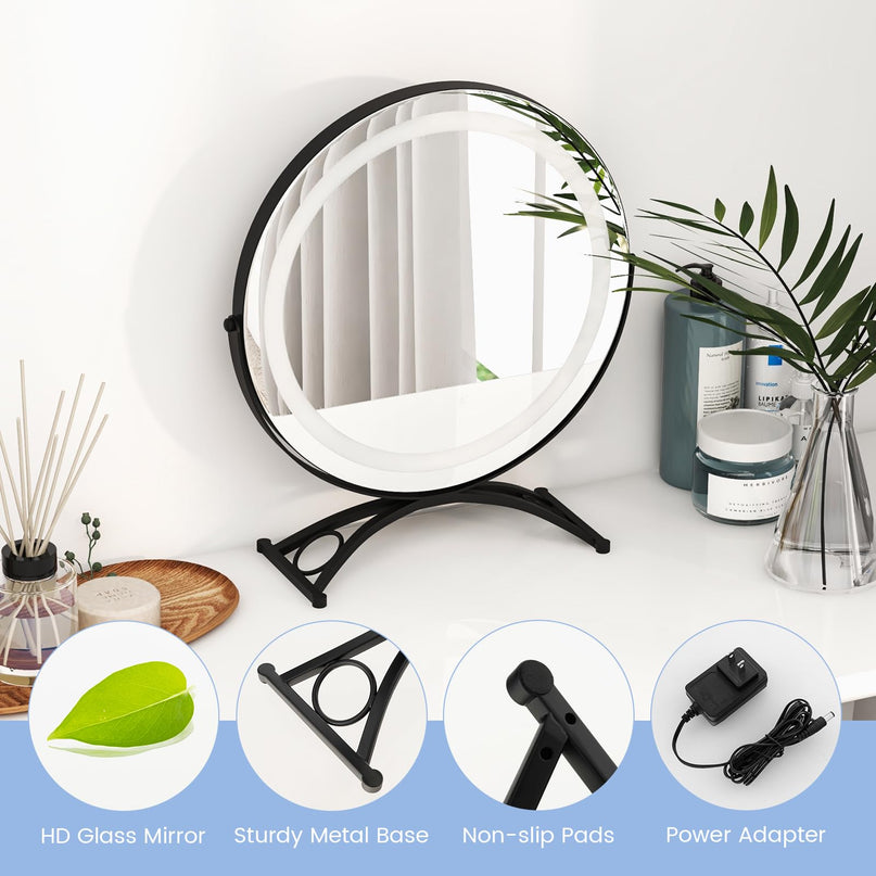 CHARMAID LED Makeup Mirror, 16 inch Lighted Vanity Mirror with Lights, 3 Color Lighting Modes