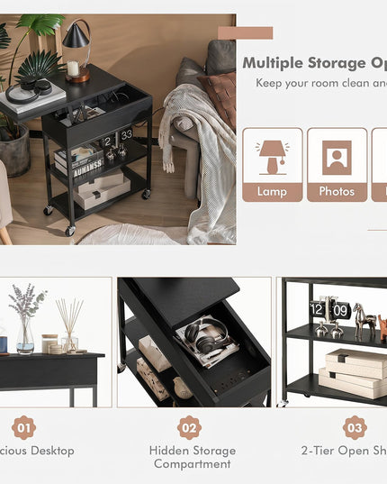 Giantex Lift Top End Table with Charging Station