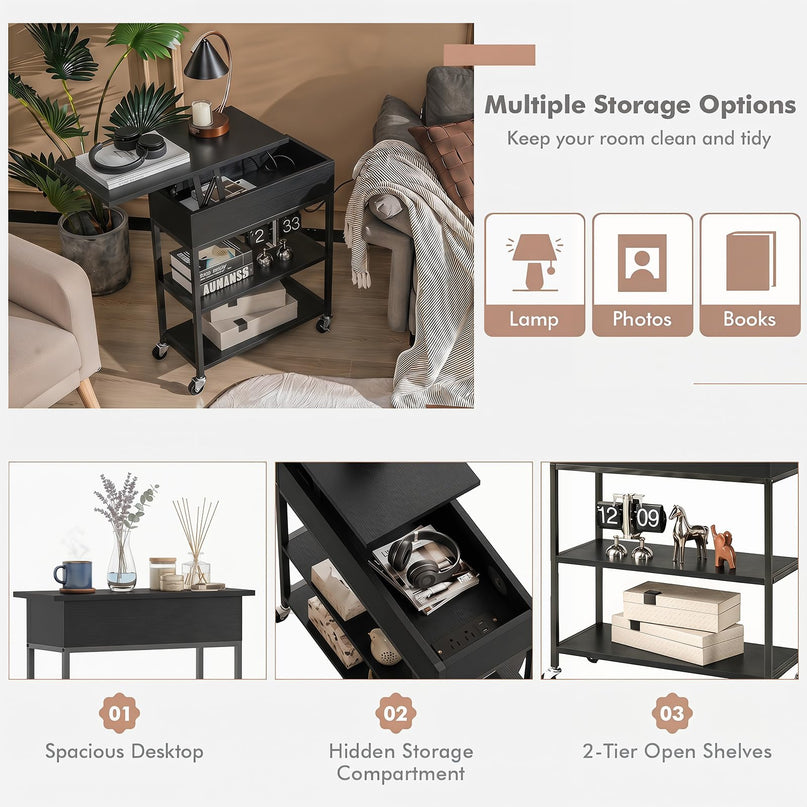 Giantex Lift Top End Table with Charging Station