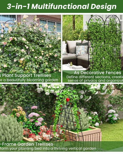 Giantex Lot de 2 treillis pour plantes grimpantes d'extérieur, 2,13 m de haut, en acier galvanisé