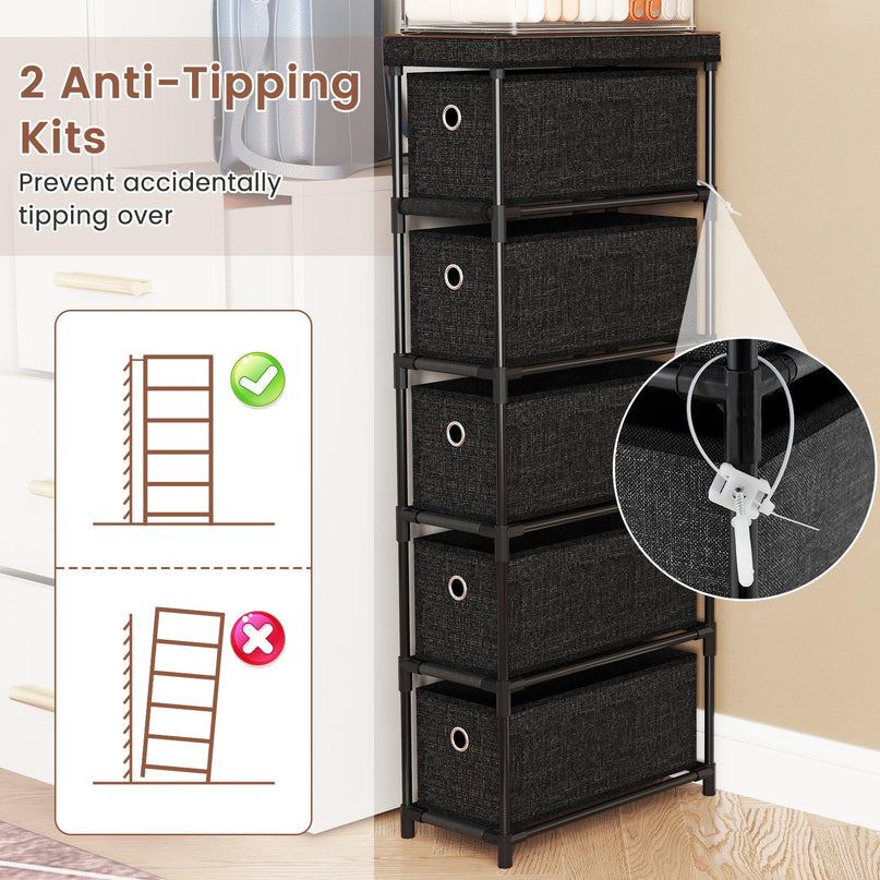 Giantex 5 Drawer Storage Cabinet with Fabric Drawers
