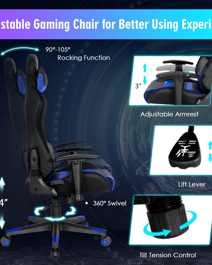 Giantex RGB Gaming Chair, Ergonomic Video Game Chair with Led Light