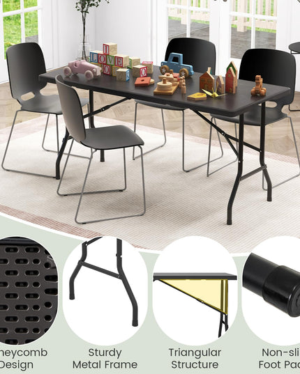 Giantex 5 FT Folding Table, HDPE Foldable Dining Table for 6